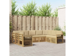 Vidaxl Conjunto De Sofás Para Exterior 9 Pcs Branco E Bege