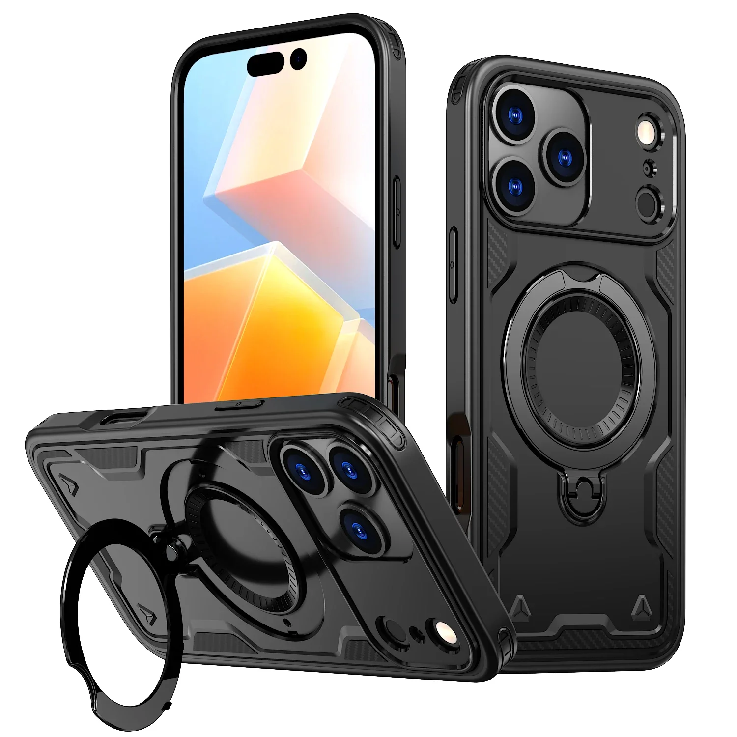 (preto, Iphone 13 Pro Max) Capa Resistente E Reforçada Para Iphone Com Suporte Magnético Para Carregamento Sem Fio.