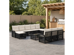 Vidaxl Conjunto De Sofá De Jardim 11 Unid. Preto Vime Pe