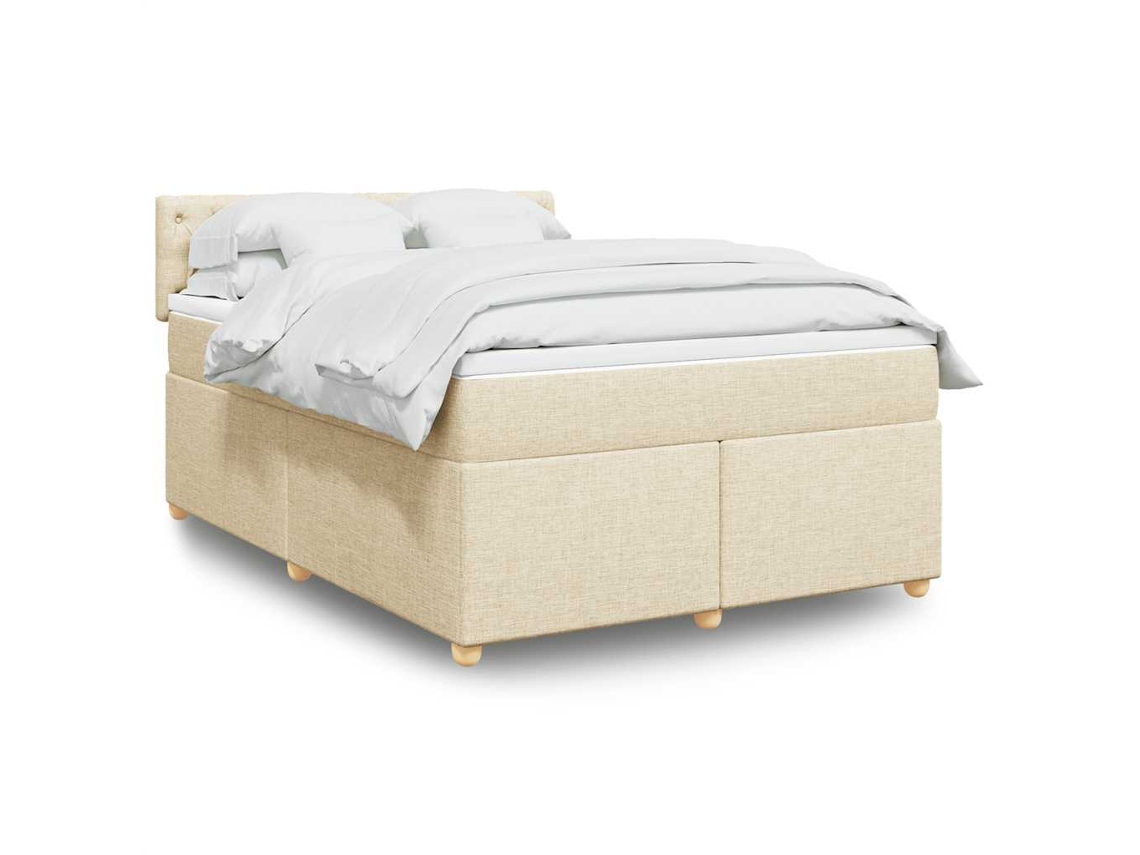 Vidaxl Cama Com Molas/colchão 140x190 Cm Tecido Cor Creme