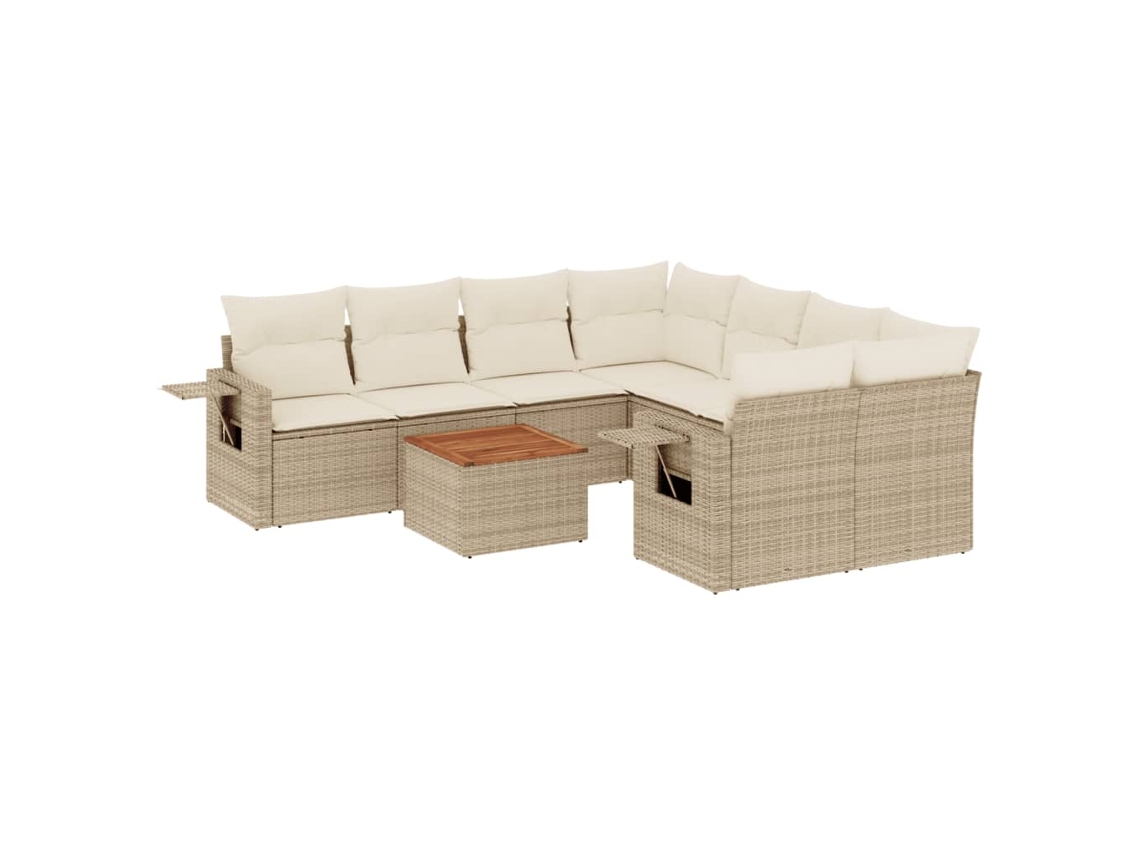 Maison Exclusive - 9 Pcs Conjunto De Sofás P/ Jardim Com Almofadões Vime Pe Bege