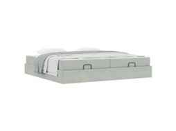 Conjunto de Estruturas de Cama com Colchão 2 Pcs Cinzento Claro Veludo MAISON EXCLUSIVE