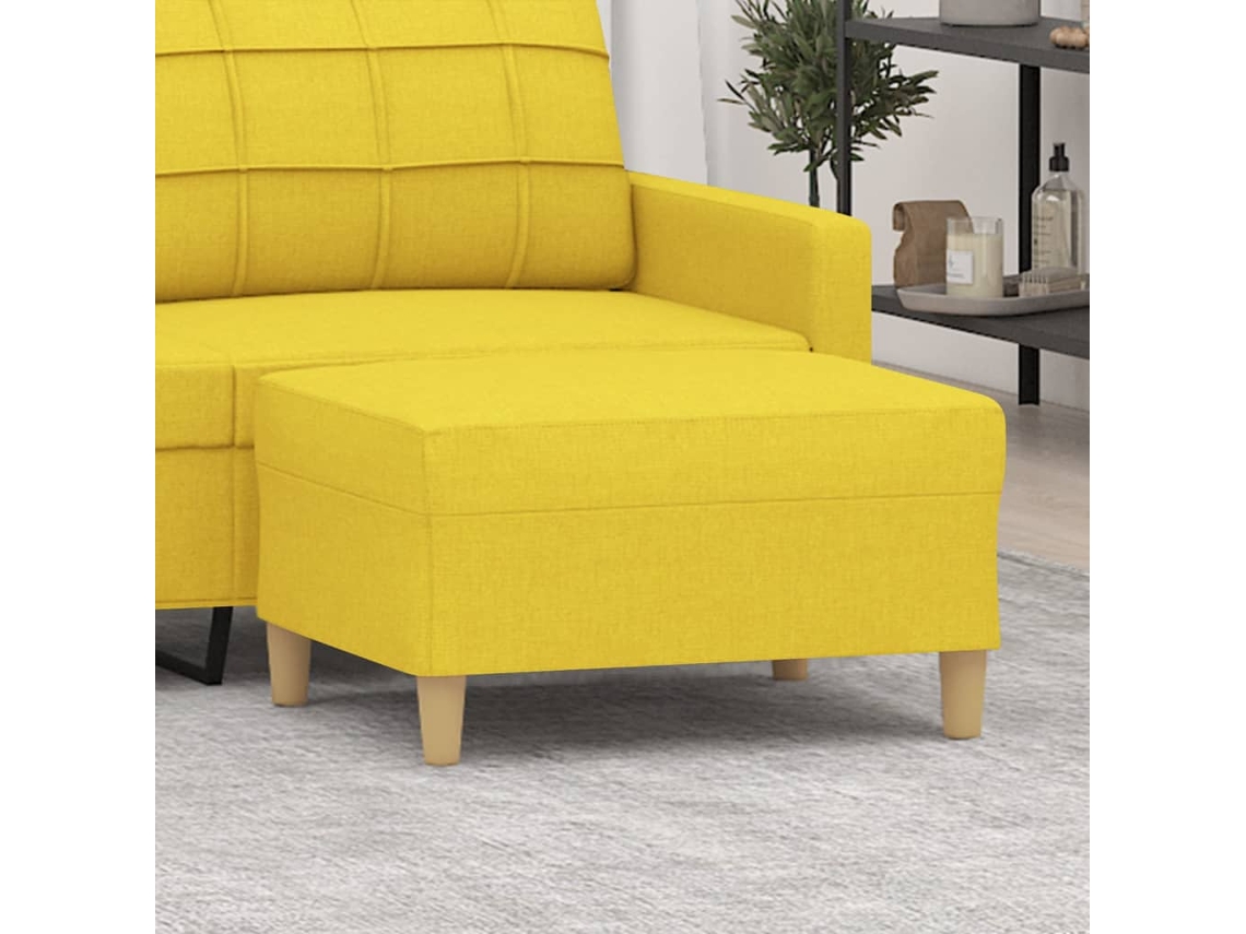 Vidaxl Apoio De Pés 70x55x41 Cm Tecido Amarelo-claro