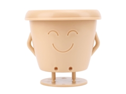 Vaso De Planta Rostinho Plástico Bege Decorativo Para Suculentas Com Buraco De Drenagem