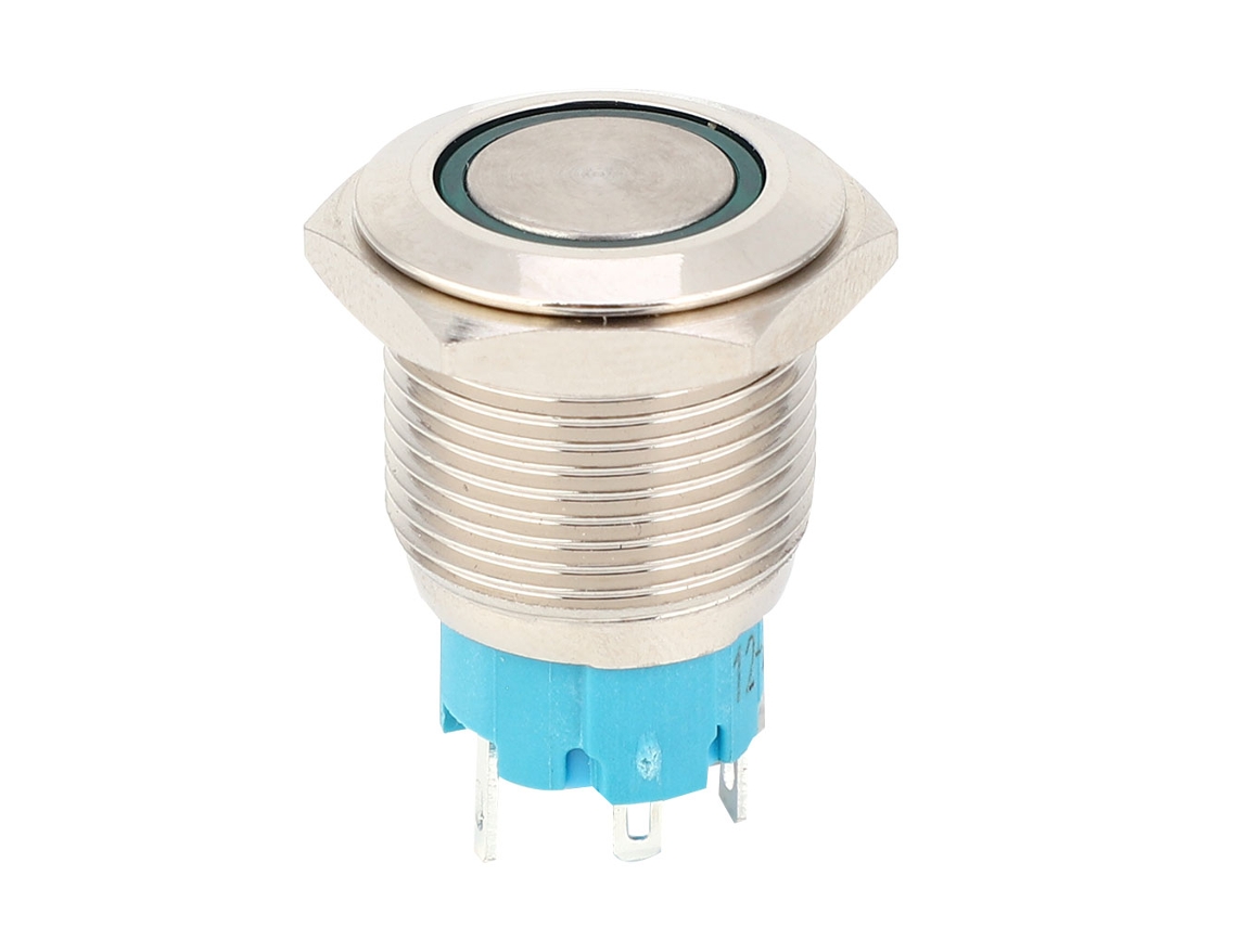 Interruptor de Metal Auto bloqueio 12 24vdc 16mm com Luz