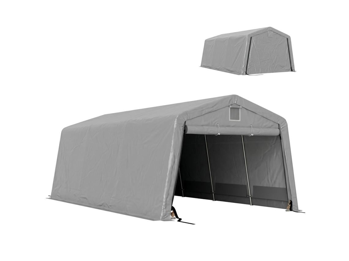 Tente Garage Carport Dim. 6. 2l X 3. 3l X 2. 4h M Steel Galvanisé Robust Foot High Densité 150 G / M² Waterproof Anti - Uv