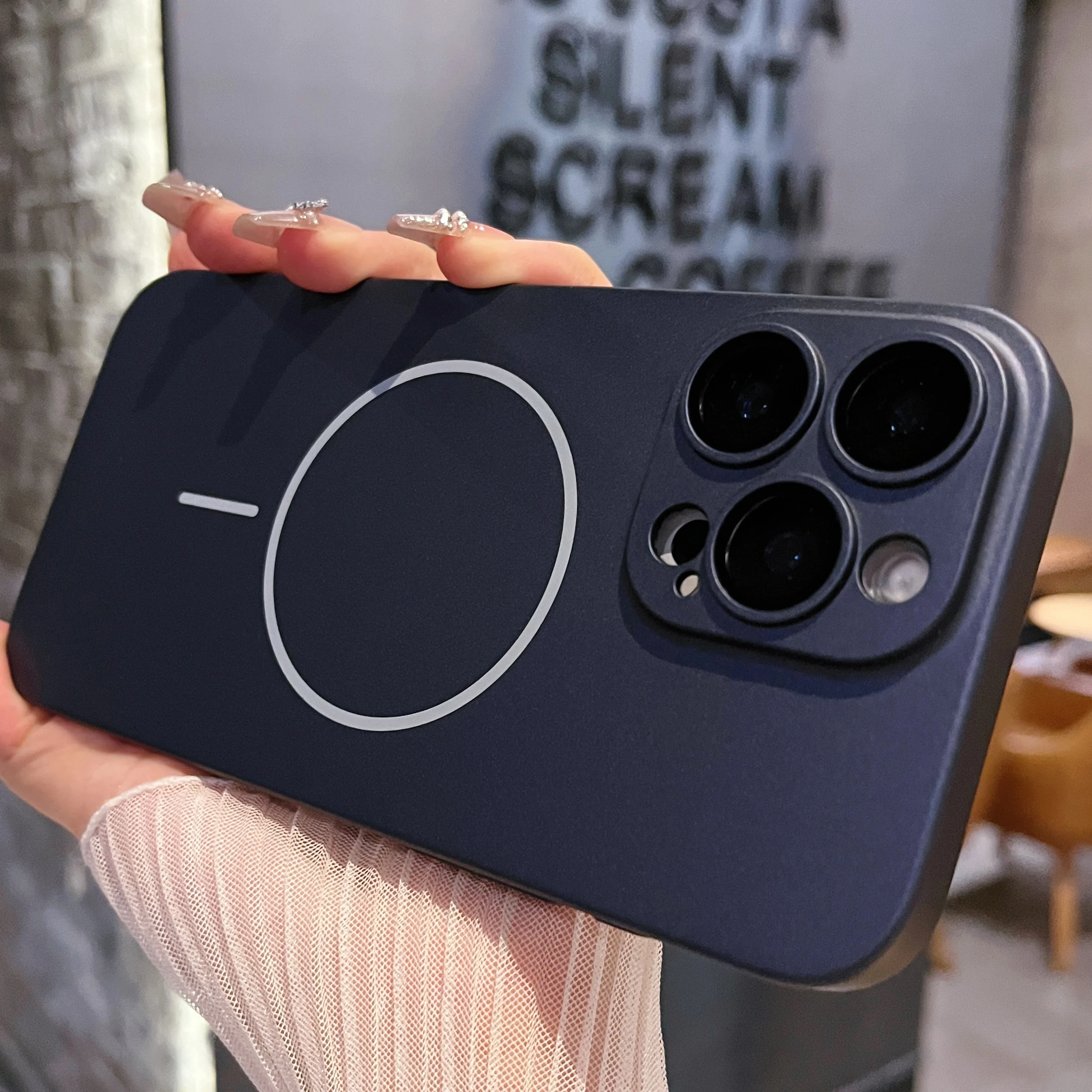 Capa Protetora Magnética Rígida Fosca De Policarbonato (azul) Para Iphone 12 Pro