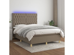 Cama Box Spring Colchão/led 140x190cm Tecido Cinza-acastanhado