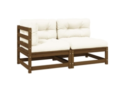 Vidaxl 2pcs Conj Lounge Jardim C/ Almofadões Pinho Maciço Castanho-mel