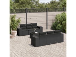 Vidaxl 7 Pcs Conjunto de Sofás P/ Jardim C/ Almofadões Vime Pe Preto