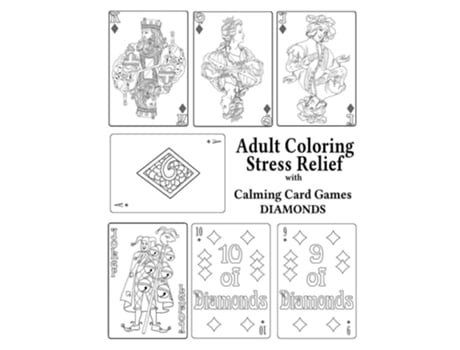 Livro Adult Coloring Stress Relief With Calming Card Games Diamonds De Leaves Of Gold Press (inglês)