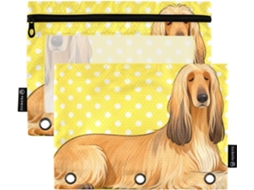 Pasta Transparente Com Estampa De Cachorro Afegão Desenho Animado Bolinhas Amarelas, Estojo Transparente Lápis