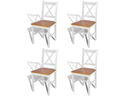 Vidaxl Cadeiras De Jantar 4 Pcs Madeira De Pinho Branco
