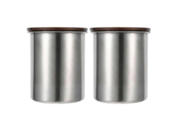 Conjunto De 2 Potes Para Café Em Aço Inoxidável Prateado Com Tampa Hermética.