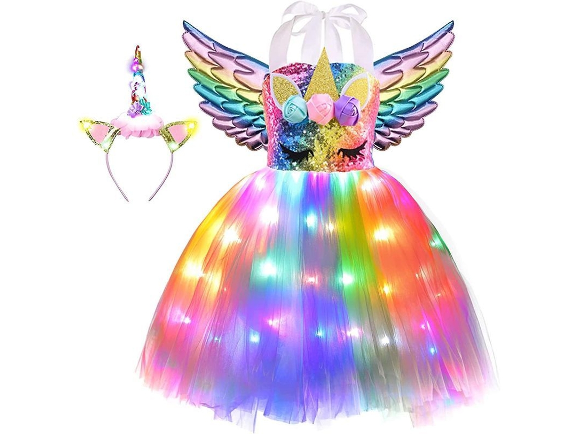Vestido de Festa Fasst com Led, Tutu, Diadema e Asas