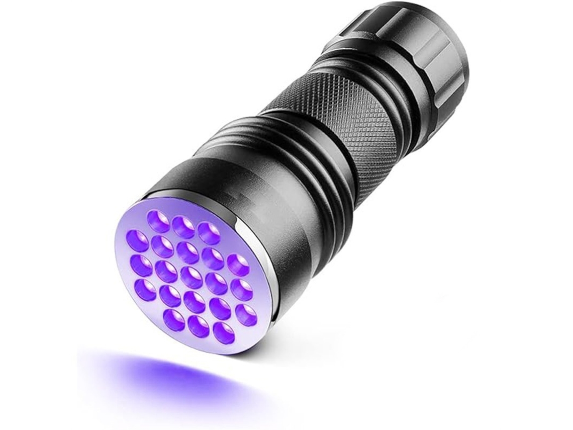 Lanterna Uv De 395 Nm Com 21 Leds Para Detecção De Tinta Invisível E Manchas De Animais De Estimação (preta)