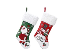 Meias De Natal Grandes, Enfeite Clássico Para Pendurar Em Festas De Fim De Ano (pacote Com 2) Olysi Shop (vermelho E Verde)