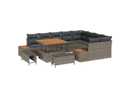 Conjunto 12 Conjunto De Sofá De Jardim Vidaxl Cinzento Vime Pe (100 X 100 X 71 Cm)