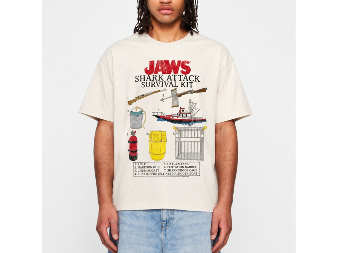 Rockinstone Jaws Movie Survival Kit Solid Natural Adult T-shirt Size:xxxl