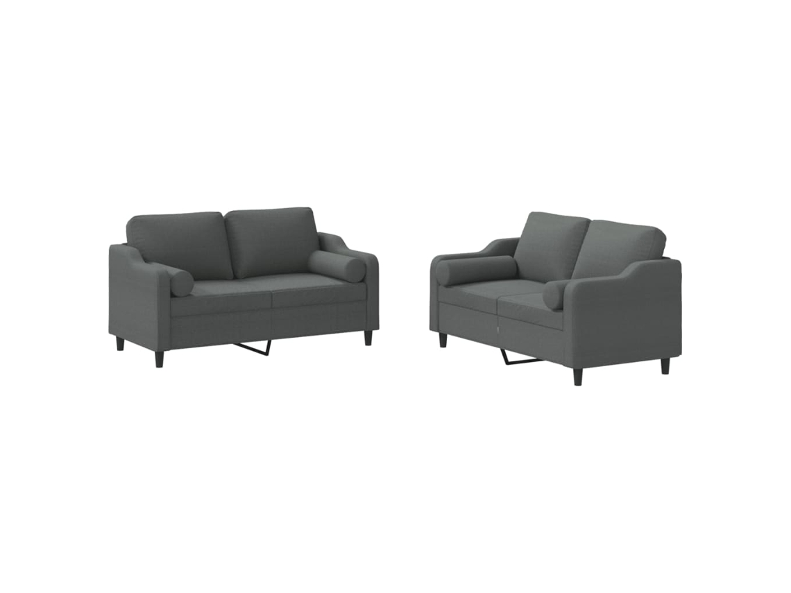 Conjunto de Sofás 2 Peças com Almofadas tecido cinzento escuro MAISON EXCLUSIVE