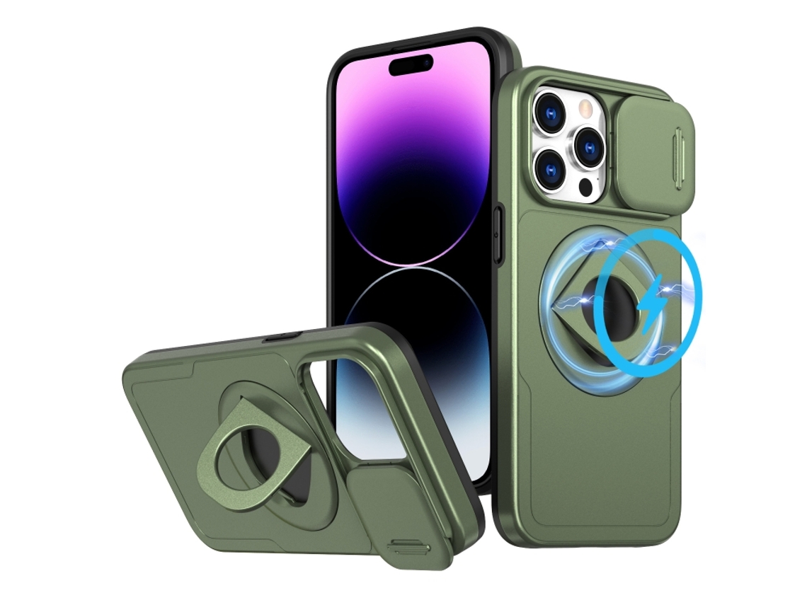 Capa Zruxe Compativel Com Iphone 14 Pro (magsafe - Ring Holder - Armor - Verde Oliva)