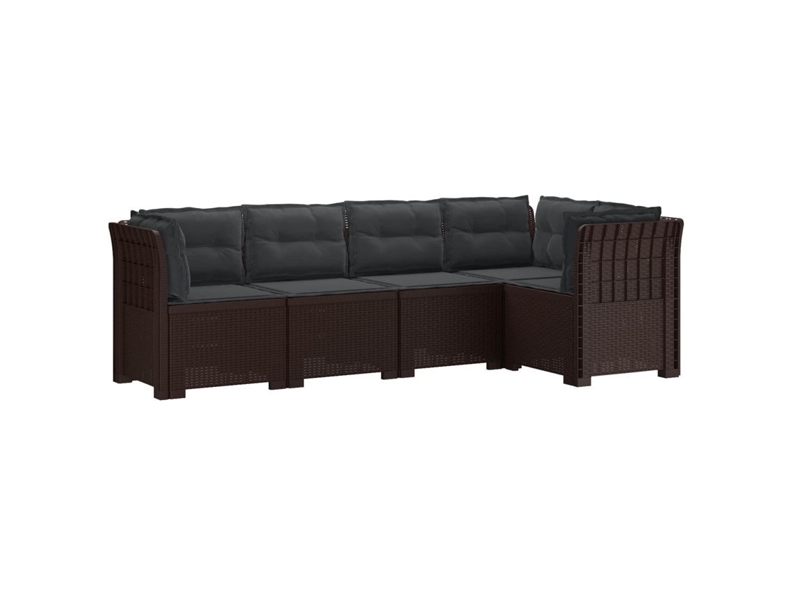 Vidaxl Sofá De Jardim De 5 Pessoas Com Almofadas Visual De Rattan Pp