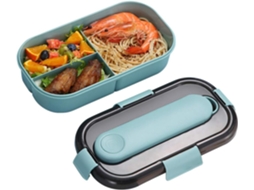 Marmita com Compartimentos e Talheres Bento Box À Prova de Fugas Inclui Colher e Garfo Ideal para Refeições Fora de Casa DUREFORWARD (azul)