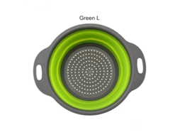 Cesto de Drenagem Redondo Dobrável em Silicone, Pode Ser Usado como Cesto de Lavar Roupa, Filtro e Escorredor. MDUG (verde G)
