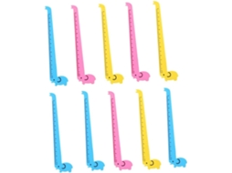 Régua de plástico com estampa de girafa, 15 cm, pacote com 10 unidades, leve e portátil, ideal para estudantes e materiais.