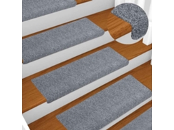 Vidaxl Tapetes De Escada Autoadesivos 5 Peças 65x21x4 Cm Cinza Claro Com Borda Retangular