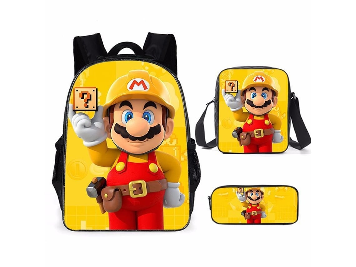 Conjunto De Três Peças De Mochila De Estudante  Mario49*