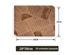 50 Folhas de Papel Manteiga Antiaderente , Adequadas para Alimentos, Wraps de Hambúrguer e Batatas Fritas Doces. MDUG (marrom, 20x30cm)