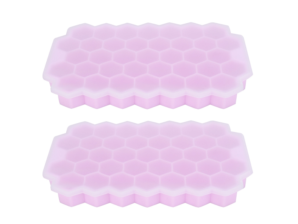 Moldes De Gelo De Silicone Rosa 37 Cuadrados Com Tampa Para Cozinha 2 Peças