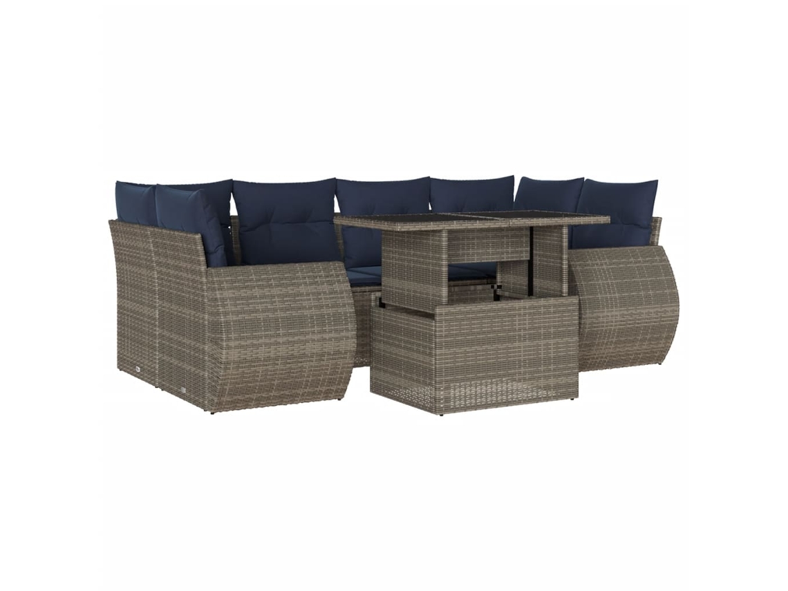Conjunto de Sofá de Jardim, 7 Peças, Almofadas, Rattan Cinza MAISON EXCLUSIVE