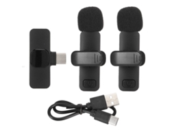 Lurelia Microfone De Lapela Sem Fios Redução De Ruído Plug And Play Tipo C 1 Para 2 Bluetooth Para Gravação