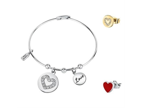 Conjunto De Joias Em Aço Macio Love Lps20asd06 La Petite Story (pulseira, 2x Brincos Simples)