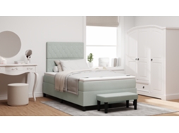 Cama Box Spring Com Colchão Banco Cinza Claro 120x190 Cm Veludo