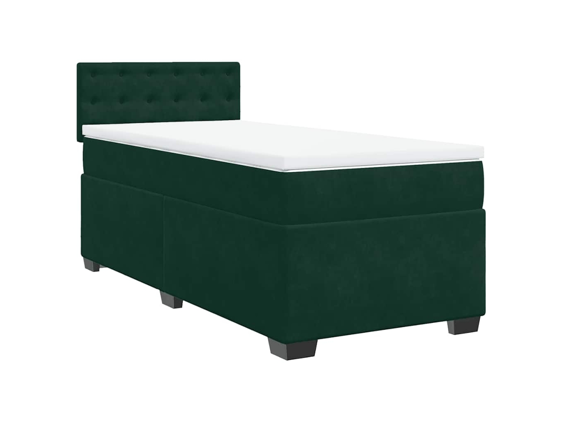 Cama com Molas/colchão 100x200 Cm Veludo Verde escuro MAISON EXCLUSIVE