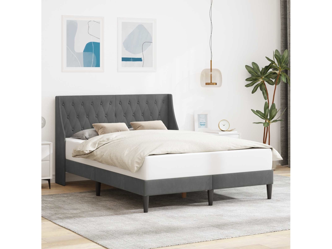 Vidaxl Estrutura Da Cama Cinza Escuro 120 X 200 Cm Veludo