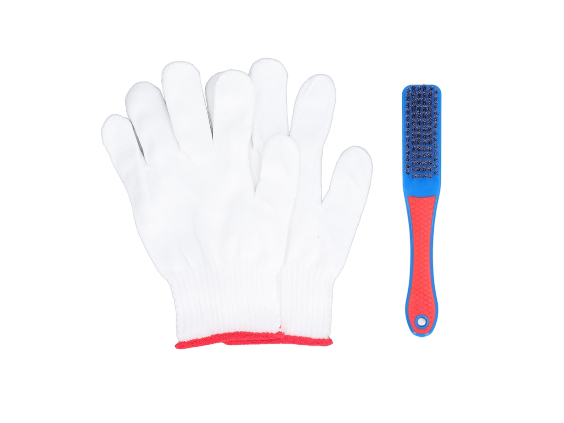 Set De Cepillos De Acero Inoxidable Con Mango De Silicona Cómodo Y Guantes Portátiles Para Ruedas Y Pisos