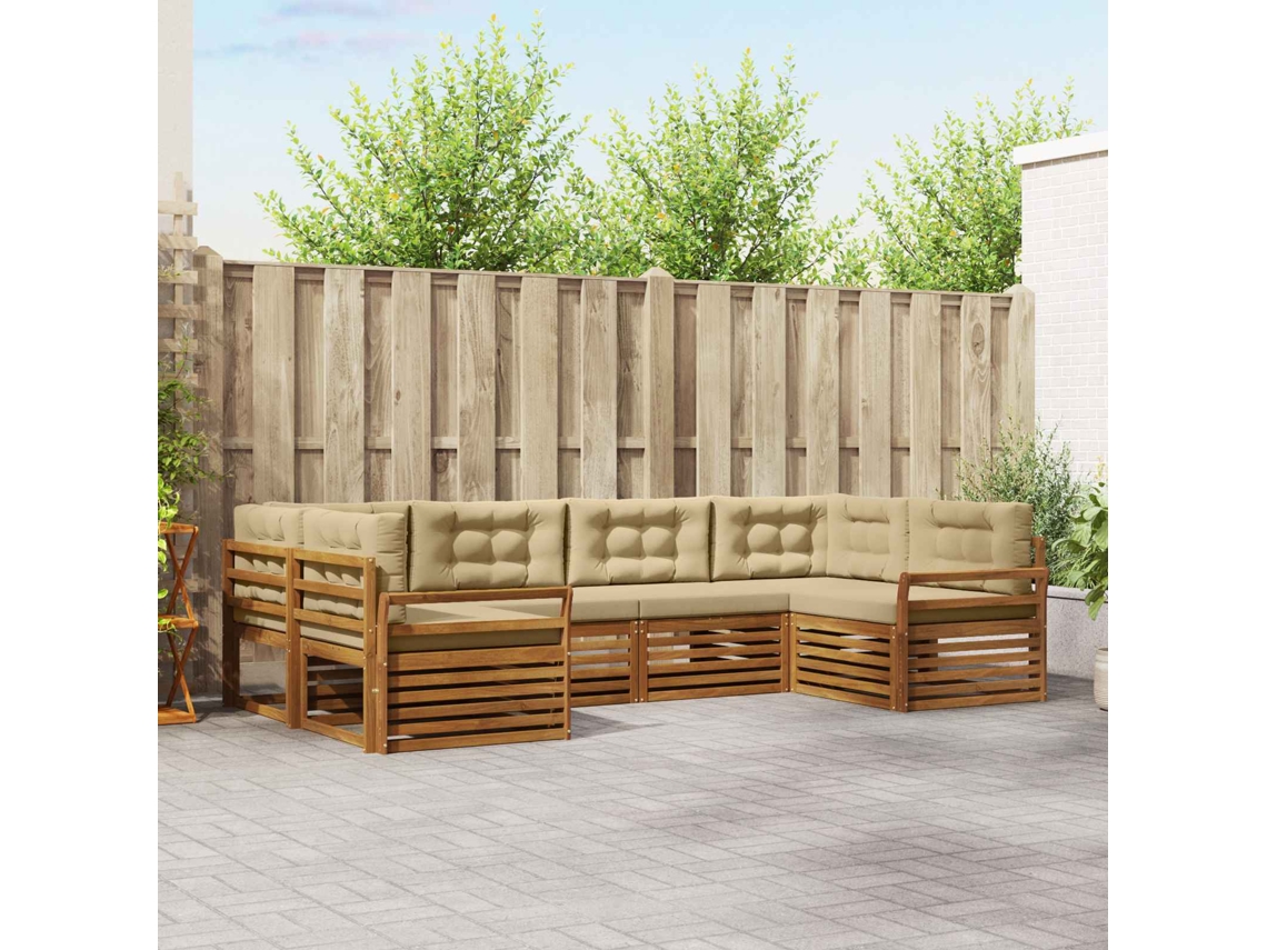 Vidaxl Conjunto De Sofás Para Exterior 6 Pcs Natural E Bege