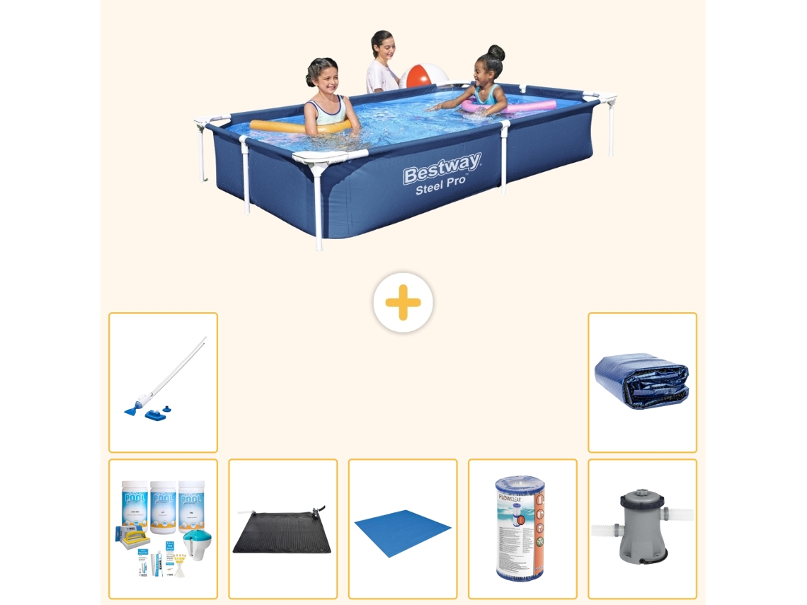Bestway Piscina Bestway Steel Pro Retangular - 221x150x43 Cm - 8-peças S21521