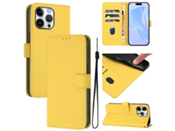 Capa De Couro Sintético Para Iphone 16 Pro Max - Toque Suave - Cor Sólida - Com Cordão