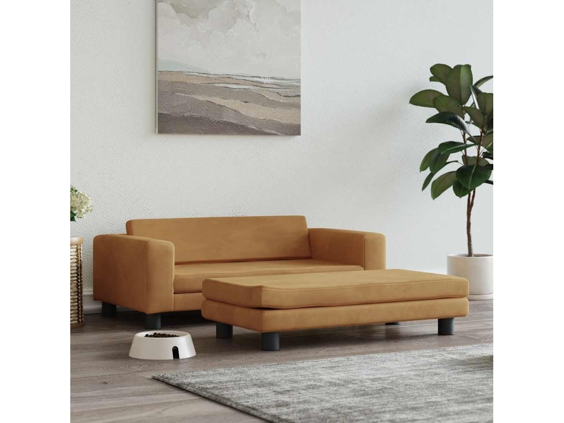 Vidaxl Cama Com Extensão 100x50x30 Cm Veludo Castanho