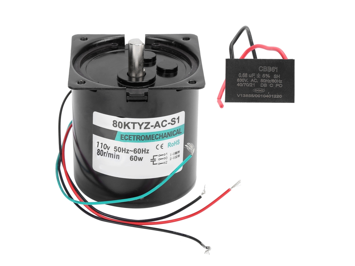 Motor Síncrono Ac De Ímã Permanente De Baixa Velocidade 60w 80rpm Ac110v Para Micro Máquinas