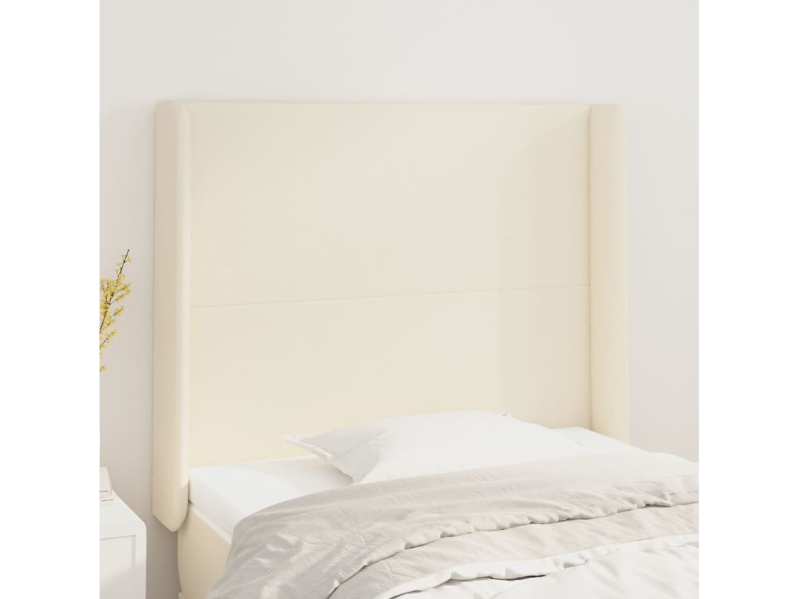 Cabeceira | Painel De Cama Cama C/ Abas Couro Artificial 103x16x118/128 Cm Creme