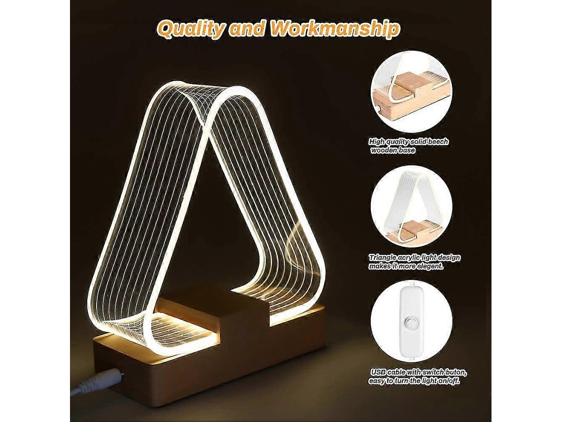 Usb Bedside Triangle Decorative Table Lamp