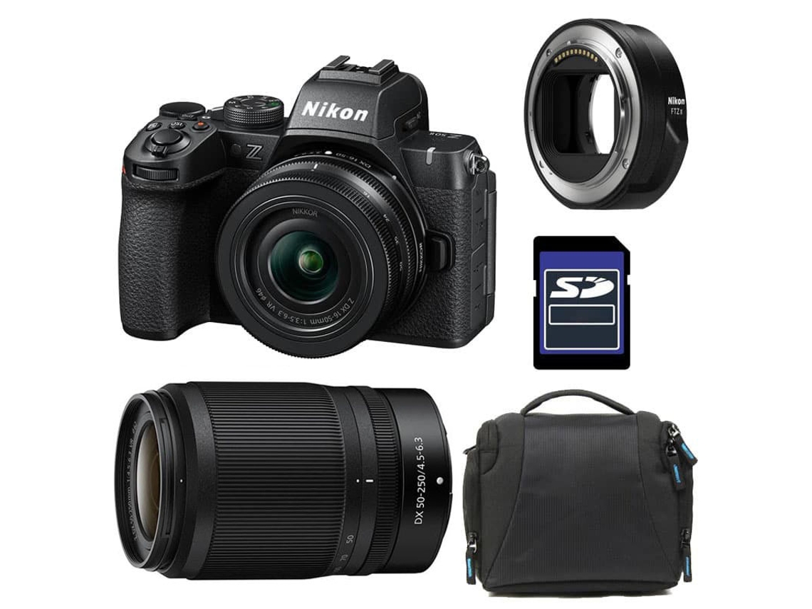 Nikon Z50 Ii + Z 16-50 + Z 50-250 + Bolsa + Cartão Sd De 16 Gb + Adaptador Ftz Ii