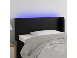Vidaxl Cabeceira De Cama C/ Led Couro Artificial 83x16x78/88 Cm Preto