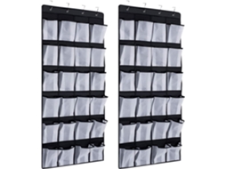 Organizador de sapatos Slowmoose de 2 peças para porta com 24 bolsos e 8 ganchos (preto)
